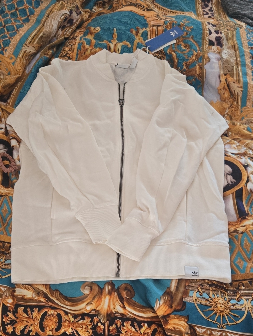 adidas Cream Zip-Front Bomber Jacket XyBO XS